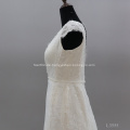 Luxury Modern Flower Pattern  Silk Satin Wedding Gown Short Sleeve V Neck Sexy Backless